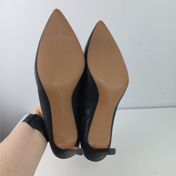 Banana Republic SZ 9 Black Leather Mid-Heel Mules – Pointed Toe Slip-On NEW - Picture 8 of 9